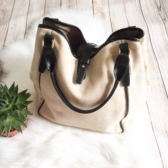 J. Crew Handbags - J. Crew Canvas Handbag with Black Trim